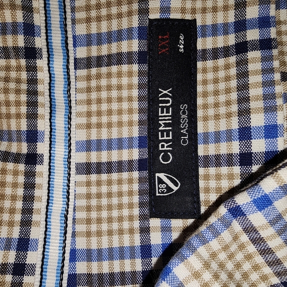 Daniel Cremieux Tan and Blue Checkered Shirt - Picture 5 of 10